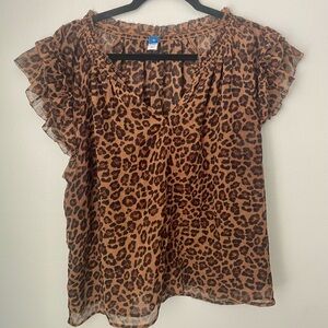 Old Navy | Cheetah Print Ruffle Sleeve Top